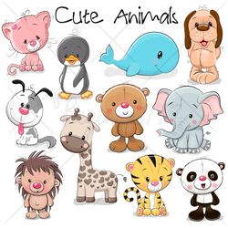 Cute Cartoon Animals PNG, clipart, Sublimation Design, Digital Clip art