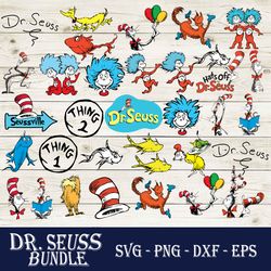 Dr. Seuss Svg Bundle, The Cat In The Hat Svg, Dr. Seuss Svg, Png Dxf Eps Digital File