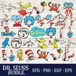 dr. seuss svg bundle, the cat in the hat svg, dr. seuss svg, png dxf eps digital file
