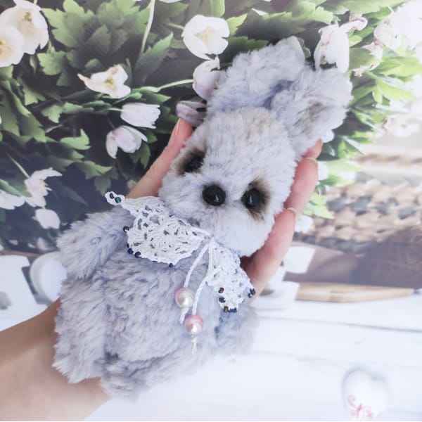 Gray soft handmade bunny Miniature bunny Teddy rabbit Collec - Inspire ...