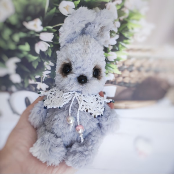 Gray soft handmade bunny Miniature bunny Teddy rabbit Collec - Inspire ...