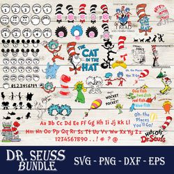 dr. seuss svg, dr. seuss bundle svg, the cat in the hat svg, dr. seuss clipart, instant download