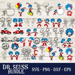thing seuss bundle svg, thing one thing two svg, dr. seuss svg, dr. seuss character svg