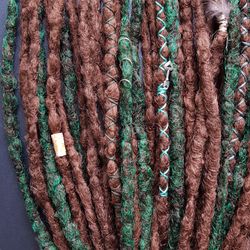 Dreadlocks extension, Forest dreads, Set of textured dread, Green dreads