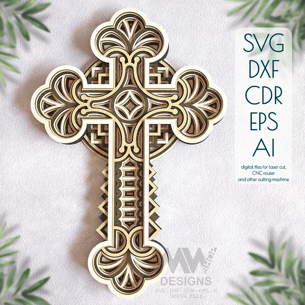 Christian cross, Multi layer Cross SVG DXF, 3D Cross SVG DXF | Inspire ...