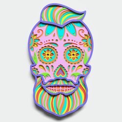 Layered Design of Sugar Skull v3 for paper and laser cutting machines