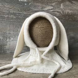 bunny balaclava hat knitted bunny hood rabbit ear hat adult, teen