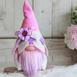 Pink summer floral gnome