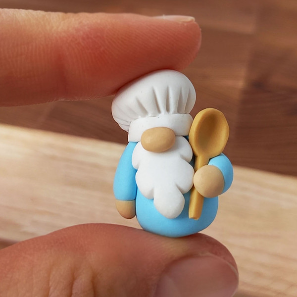 Kitchen gnome - miniature chef gnome - tiny clay gnome gift 2.jpg