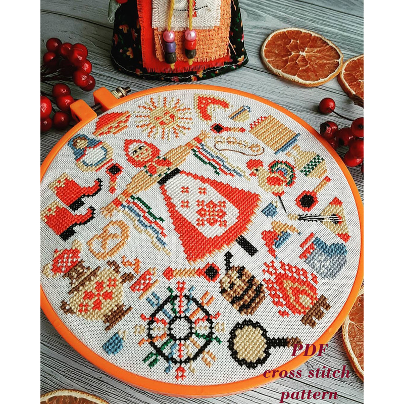 cross stitch canvas, wall decor, bright folk art.jpg