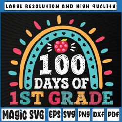 happy 100th day of school 1st grade png, teacher rainbow png, 100th day of school, digital download