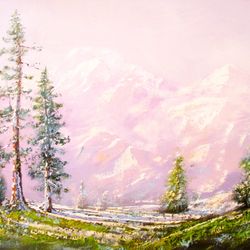 Mount Rainier Painting ORIGINAL OIL PAINTING on Canvas, PNW Impressionist Art Original Landscape Painting by "Walperion"