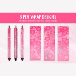 Heart Pen Wrap. Romantic Pen Sublimation Design