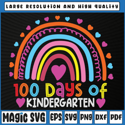 Happy 100th Day of Kindergarten Svg, Rainbow Svg, Happy 100 Days of School SVG, 100th Day of School, Digital Download