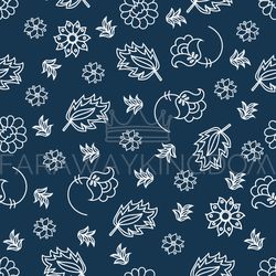 folk blue ethnic floral vector illustration seamless pattern