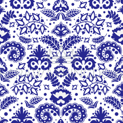 folk tatar blue ornament seamless pattern vector illustration