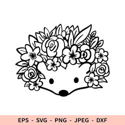 Cute Hedgehog Svg Floral Hedgehog File for Cricut Woodland Cut File