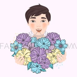 full of love boy emotion holiday flower vector illustration