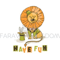 fun lion cartoon circus savannah animal hand drawn vector