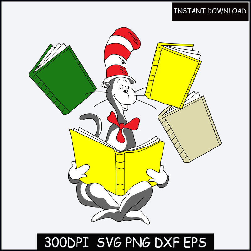 Cat In The Hat Cricut DxF EPS PDF PnG SVG Silhouette Cameo , Cricut Design.jpg