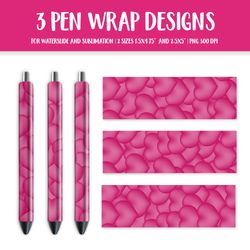 3d Pink Hearts Pen Wrap Design. Sublimation or Waterslide