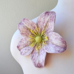 Helleborus flower brooch pin, Very large brooches, Spring unique floral jewelry for her, Gift for woman
