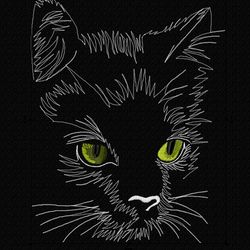 Beautiful cat. Embroidery design. Cat silhouette. Black cat. Animal. The head of a cat. Circuit. digital file