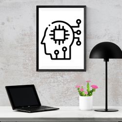 Artificial Intelligence Sticker, IT Technology, Science And Technology, Programming, Wall Sticker Vinyl Decal Mural Art