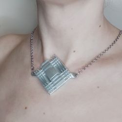 Cyberpunk necklace unisex Sci-fi necklace recycled Futuristic necklace for men Computer science gift