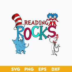 reading rock svg, dr seuss, horton, thing one thing two svg, dr. seuss quotes svg