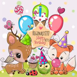 Cute Birthday Set PNG, clipart, Sublimation Design