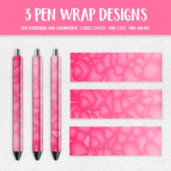 Pink Hearts Background Pen Wrap Sublimation PNG