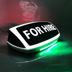 FOR HIRE Taxi Light Roof Sign Top LED Lamp Cab Super Magnets Up To 180 KMH or 115 MPH