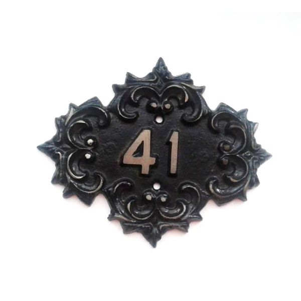 41 cast iron address number plaque vintage