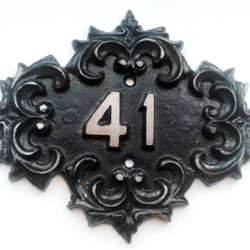 Soviet cast iron address number sign 41 old fashioned door plaque