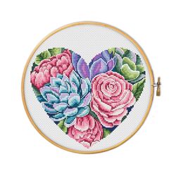February heart for cross stitch pattern