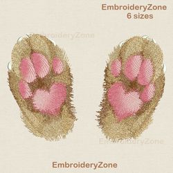 Paw animal embroidery design, cat paws machine embroidery design, dog paws pattern, rabbit paw, bunny paws, 6 sizes