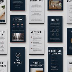 Airbnb Instagram Templates, 12 Story templates, Canva template, welcome book, airbnb template, airbnb signs, home rental