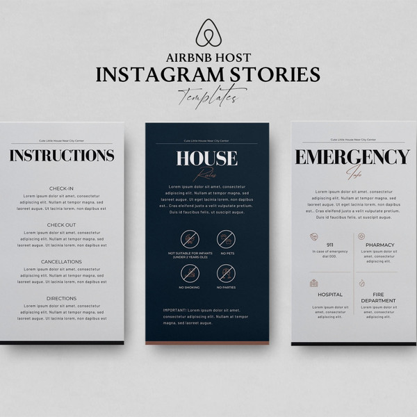 Airbnb Instagram Templates, 12 Story templates, Canva template,