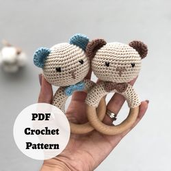 Teddy Bear Baby Toys 0-6-12 Months - Teething Toys for Babies 0-3-6-12-18 Months - Crochet Pattern