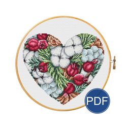 January heart for cross stitch pattern