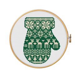 nordic mitten for cross stitch pattern