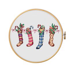 christmas socks for cross stitch pattern