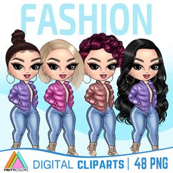 Fashion Clipart Bundle - Fashion Dolls PNG,  Winter PNG, Spring Clipart, Digital Stickers, Commercial Use