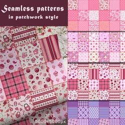 seamless patterns in patchwork style