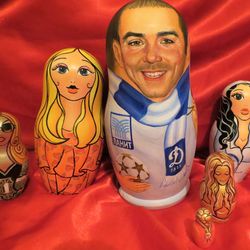 Man portrait matryoshka doll by photo CFO gift - custom Russian nesting dolls Dinamo sport themed