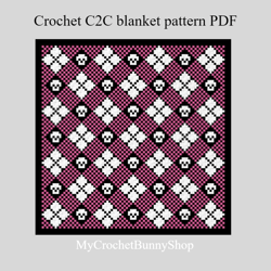 Crochet C2C Buffalo Plaid Rhombus Skulls blanket-2 pattern PDF Download