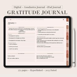 2023 Digital Gratitude Journal, Dated Planner for GoodNotes, iPad Reflection Planner, 5 Minutes Journal, daily practice