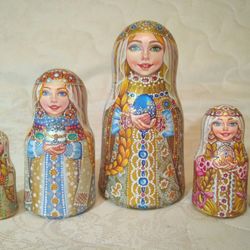 Faberge Eggs nesting dolls matryoshka - art wooden painted nesting dolls