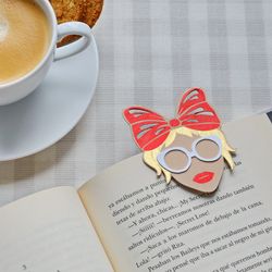 The Girl with a bow Bookmark SVG PDF template